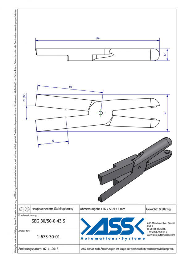 Dimensions SEG 30/50-0-43S Lames de coupe droites en alliage d'acier pour corps de coupe carotte ASN 30 / ASN 50