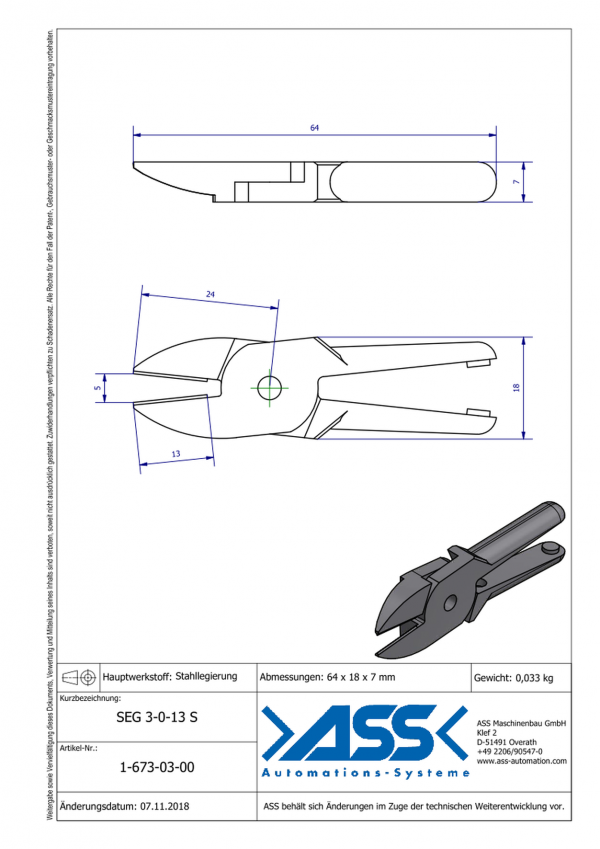 Dimensions SEG 3-0-12S Lames de coupe droites en alliage d'acier pour corps de coupe carotte ASN 3