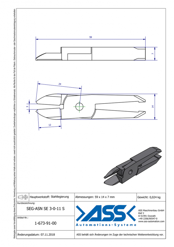 Dimensions SEG-ASNSE3-0-11S Lames de coupe droites en alliage d'acier pour corps de coupe carotte ASN SE 3