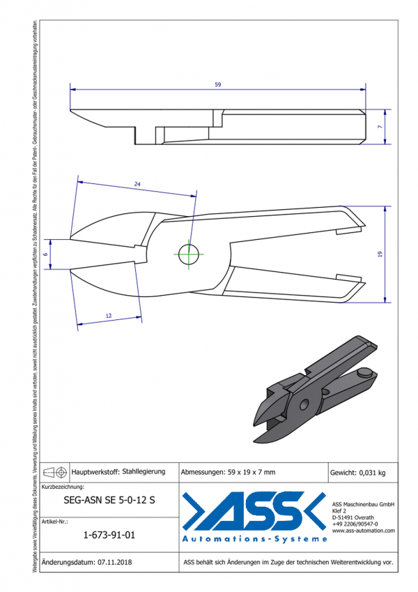 Dimensions SEG-ASNSE5-0-12S Lames de coupe droites en alliage d'acier pour corps de coupe carotte ASN SE 5