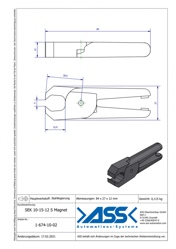 Dimensions SEK10-15-12S AimantLames de coupe tenaille en alliage d'acier pour corps de coupe carotte ASN 10