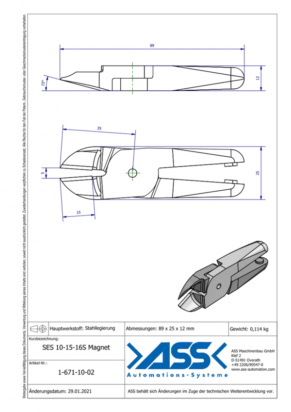 Dimensions SES10-15-16S Aimant Lames de coupe avec angle 15° en alliage d'acier pour corps de coupe carotte ASN 10