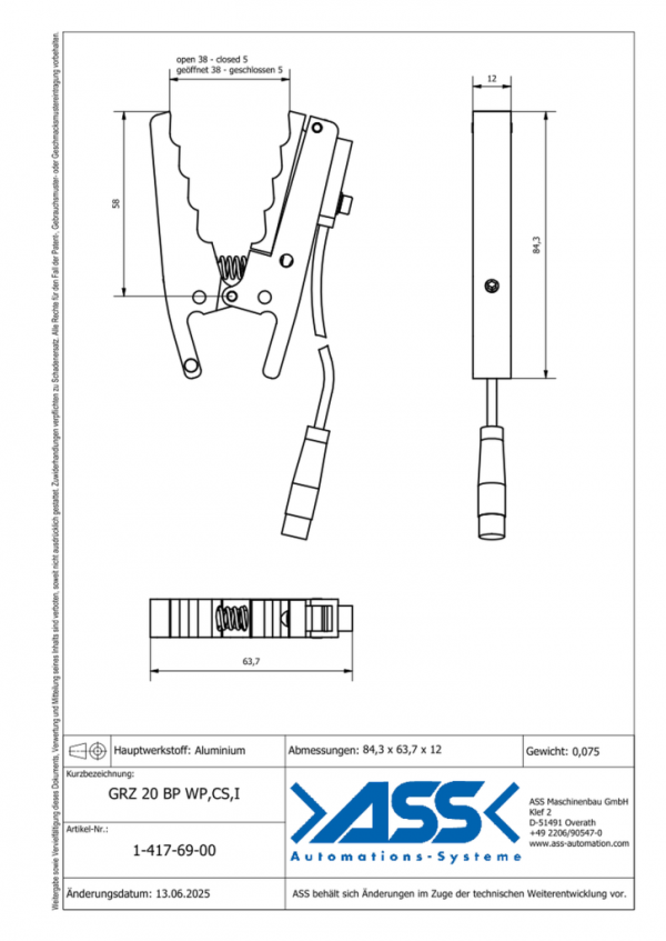 dimensions GRZ 20 Mors WP, CS, I