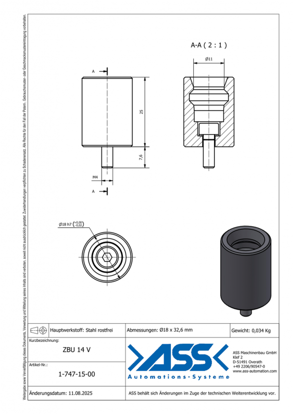 Dimensions ZBU 14 V
